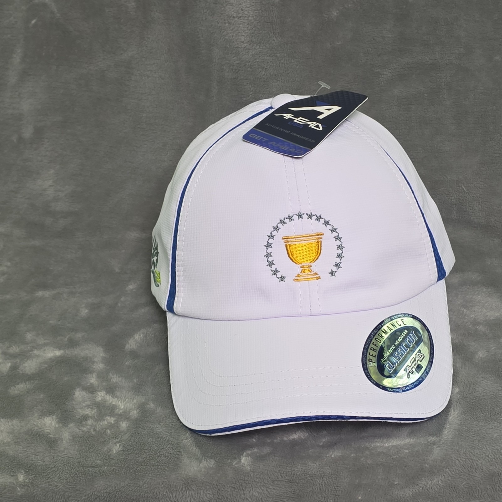 Presidents Cup Golf Hat Ahead Extreme Fit White Golf Embroidered Crest New W